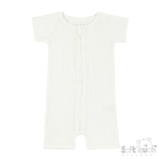 JS4600-MA: Marshmallow Ribbed Jumpsuit (0-3 Months)